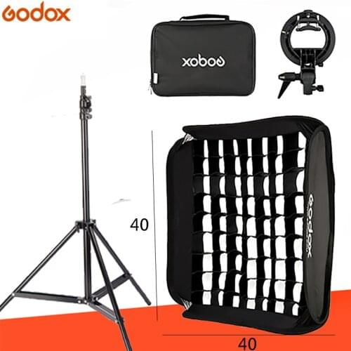 Godox 40 * 40cm flash flash softbox + S-bracket mounting kit + grid flash flash light stand optional for studio shooting