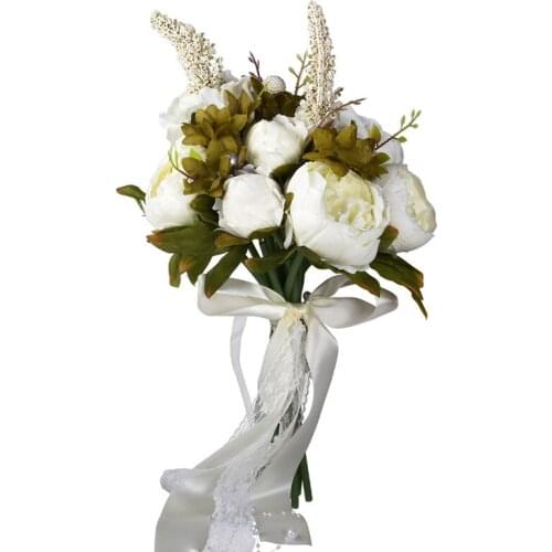 Wedding Bridal Artificial Silk Rose Flower Bouquet Home Party Decoration Marriage Accessories