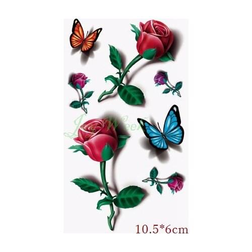 Waterproof Temporary Tattoo Sticker on body sexy 3D rose tattoo flower tatto stickers flash tatoo fake tattoos for girl women