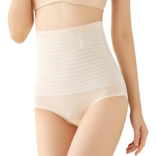 Women High Waist Seamless Ice Silk Shapewear Panties Tummy Control Breathable Butt Lifter Briefs Body Shaper Underwear
