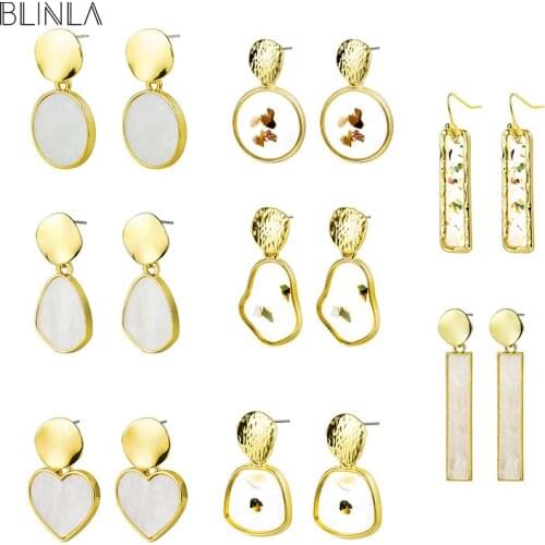 BLINLA New Korean Statement Heart Drop Dangle Earrings 2019 Fashion Geometric Acrylic Wedding Earrings for Women Vintage Jewelry