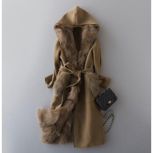 Real Wool Female Natural Fox Fur Liner Cashmere Coats 2020 Winter Jacket Women Woolen Coat Korean Overcoat MY3691