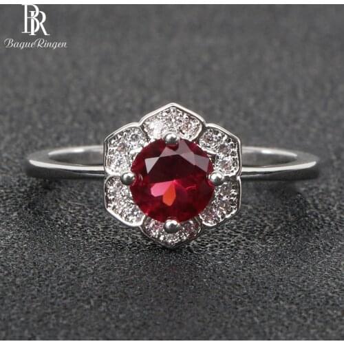 Bague Ringen Geometry Sterling Silver 925 Rings for women jewelry Gemstones ruby size6-10 Female Anniversary Gift finger ring