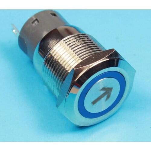 1952F 19mm Metal Push Switch With LED 5PCS/Lot Flat Round Head Momentary Ring LED Arrow Engraving Button Switch High Quality