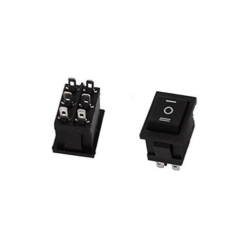 2PCS 6Pin DPDT ON-OFF-ON 3 Position Snap Boat Rocker Switch AC 6A/250V 10A/125V