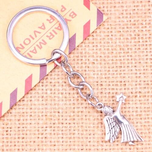 20pcs New Fashion Keychain 26x23mm guardian angel star Pendants DIY Men Jewelry Car Key Chain Ring Holder Souvenir For Gift