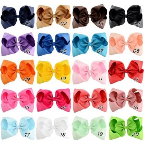 8" Solid Color Hair Bows Large Hair Bows With Clip 20 Colors For Kids Girls Newborn Gift 36Pcs/lot