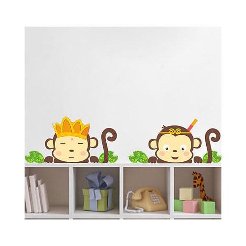 25*70CM Monkey Family Crown Wall Sticker Art Vinyl DIY Decal Cartoon Kid Room Decor Kids DIY Stickers