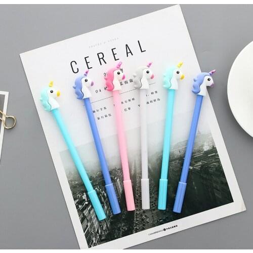4 Patterns Cartoon Unicorn Gel Pen Kawaii Stationery 0.5 Mm Cute Pen Black Ink Papelaria School Office Supply