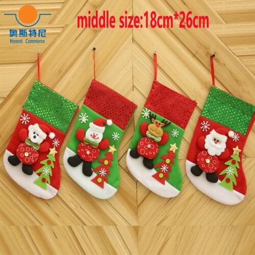 4pcs 18cm*26cm middle size Christmas stockings with cartoon pattern