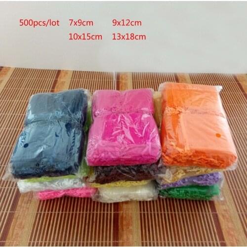 500pcs 7x9 9x12 10x15cm Jewelry Organza Bag Favor Wedding Gift Packaging Bags Party Decoration Jewelry Packing Display Pouches