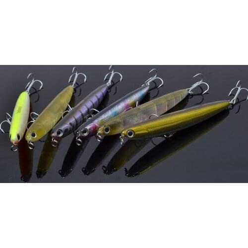 6Pcs Floating Pencil Fishing Lures 11cm 13g 3D Eyes Treble Hooks Plastic Wobbler Artificial Hard Bait Fishing Tackle