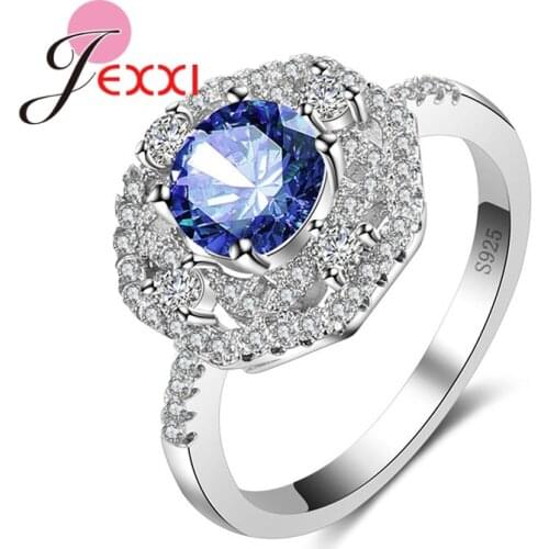 Brand Luxury Party Rings Silver 925 Sterling Silver Jewellery Hollow Out CZ Crystal Engagement Proposal Finger Ring For Women