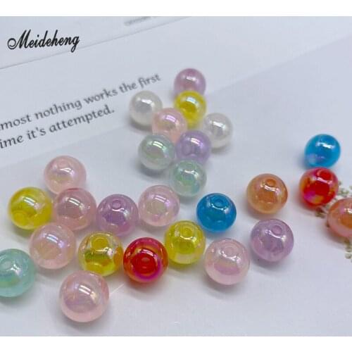 10 12 14 16mm Acrylic Rubber half hole Round Beads For Jewelry Making DIY hair ornament headdress Decoration band Accessory