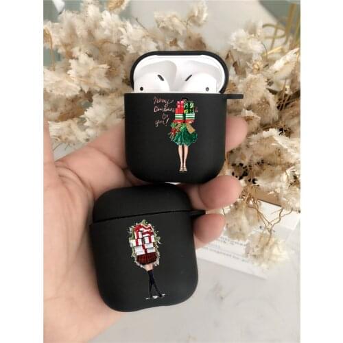 Lovely Christmas girl black TPU soft Slicone Bluetooth Airpod Case For Airpods 2 Airpods1 Airpods pro 3 TPU cover