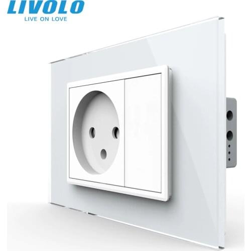 Livolo Israel Power Socket Sensor ,White/Black Crystal Glass Panel, AC 110~250V 16A Wall Power Israel Socket, VL-C9C1IL-11/12
