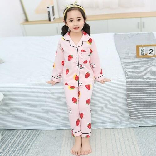 Kids Pajamas 2021 Spring Girls Boys Sleepwear Nightwear Baby Infant Clothes Cartoon Homewear Sets Cotton Childrens Pyjamas