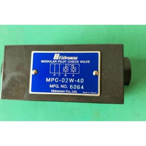 Hidraman Hydraulic valve MODULAR PILOT CHECK VALVE MPC-02W-40 Hidraman co ltd MADE IN TAIWAN