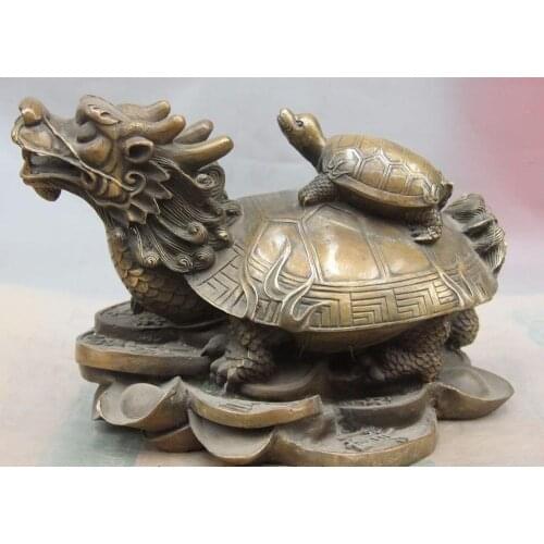 China Bronze Copper Art Decoration Wealth Yuanbao Tortoise Dragon Turtle Statue