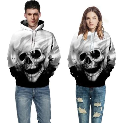 Classic Skull and Crossbones 3D Printed Hoodie for Couples