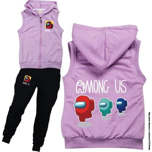 Boys Girls Among Us Spring Autumn WaistCoat + Pants 2Pcs Infant Kids Children Sports Suit 2-16T Childrens Clothes Sets