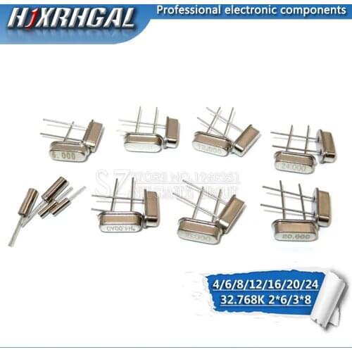 10pcs 4Mhz 6Mhz 8MHz 12MHz 16MHz 20MHz 24MHz 32.768K 2*6 32.768K 3*8 HC49S quartz resonator Crystal Oscillator hjxrhgal