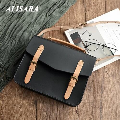 Small black briefcase Retro genuine cow leather Messenger bag Envelope box Vintage versatile leather quilted handbag for women