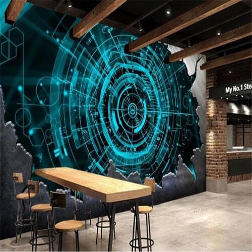 Milofi custom 3D mural wallpaper steel plate technology bar restaurant tooling background wall decoration painting wall paper