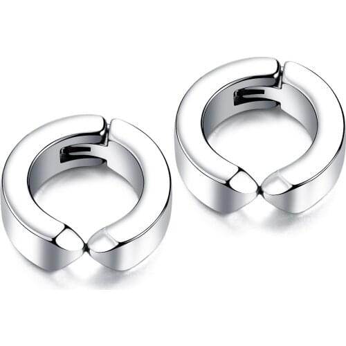 Fashion Trendy Cool Kpop Earrings Silver Color 316L Stainless Steel Ear Clips Without Hole For Teenager Men Punk Accessories
