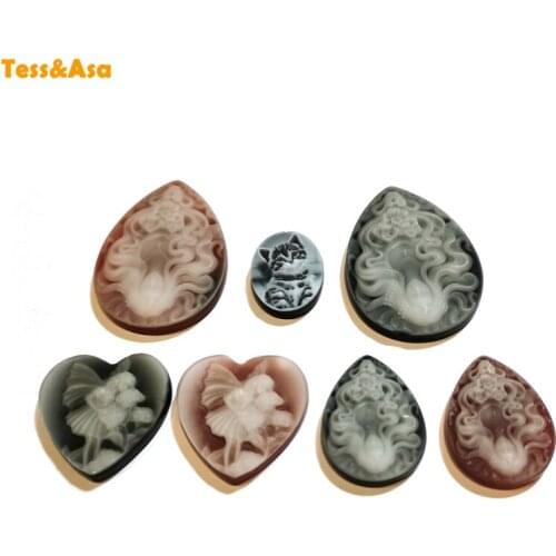 Natural Red Black Agates Cameo Cabochons Oval Love Shape for Beauty Lady Head Cameo Charm For Pendants Necklace DIY Accessory