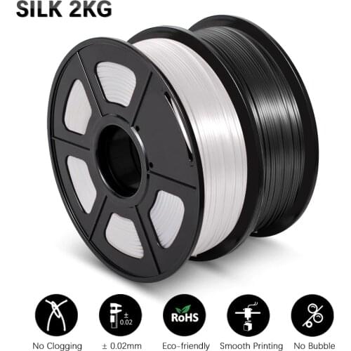 2 Rolls SILK PLA 3D Printer Filament 1.75mm 2KG Shine Colorful Silk Effect For 3D Printing