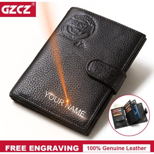 GZCZ Men RFID Genuine Leather Travel Passport Cover Case Document Holder Multi-Function Wallet Credit Card Holder Coin Purse
