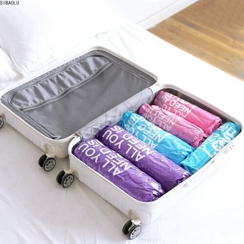 Clothes Compression Storage Bags Hand Rolling Clothing PA+PE Vacuum Packing Sacks Travel Space Saver Bags for Luggage Organizer