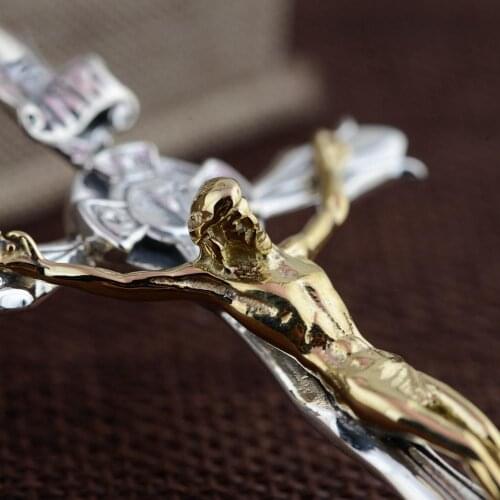 Solid 925 Sterling Silver Jesus cross Mens Womens Pendant charm A643