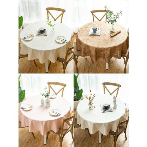 Luxurious Round Jacquard Printed Pu Grey Cloth Table Cloth Covers Tablecloth for Home Wedding Restaurant Party Christmas Decor