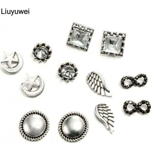 Liuyuwei Punk 6 Pairs Pack Set Brincos Mixed Stud Earrings For Women Angel Wings Ear Studs Fashion Jewelry Wholesale YW4844