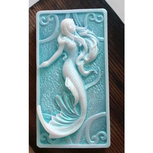 Silicone Mold Mermaid in Sea Foam Now Custom Scented Sea Scented Vegetable Based Handmade Beach Soap Mould Silicone Rubber PRZY