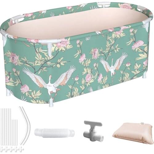 Folding Bathtub Adult Household Bath Barrel Double Foldable Bath Tub Portable Peach Skin SPA Bath Tub With Lid Home Sauna