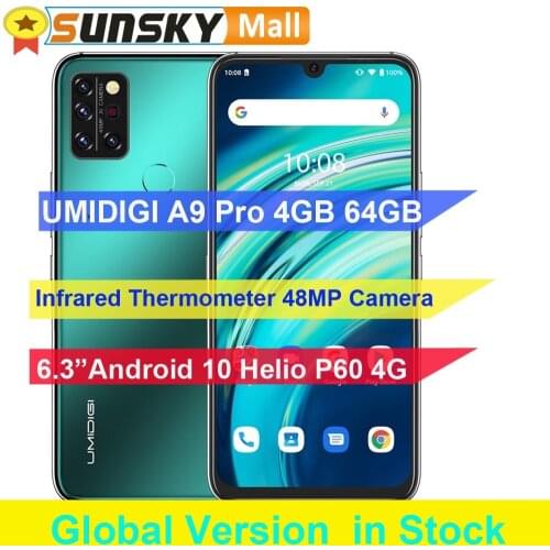 UMIDIGI A9 Pro 4GB 64GB 6GB 128GB 4150mAh Battery Face ID Fingerprint ID 6.3 inch Android 10 Octa Core Global 4G OTG Smartphone