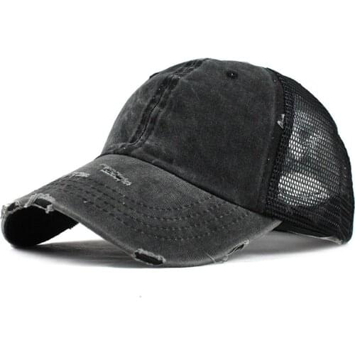 Vintage old cap Ponytail Messy Buns Trucker Plain Baseball Visor Cap Unisex Hat Fastener Tape Casual Sports Hats Wholesale