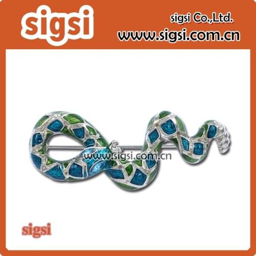 Vivid rhinestone snake brooch