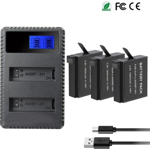AHDBT 401 Batteries / AHDBT-401 Charger for Gopro HERO 4 HERO4 Sport Camera Accessory for Gopro Hero4