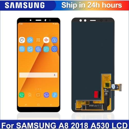 Super AMOLED 5.6'' Display LCD for SAMSUNG Galaxy A8 2018 LCD A530 A530F A530DS LCD Touch Digitizer Assembly Brightness adjusted