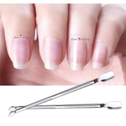 1pc Stainless Steel Cuticle Nail Pusher Double Ended Spoon Callus Remover Nail Cleaner Manicure Pedicure Care Cleaning Rasper