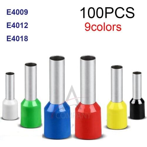 100pcs/lot E4009 E4012 E4018 Bootlace 4.0² Ferrules kit set Wire Copper Crimp Connector Insulated Cord Pin End Terminal
