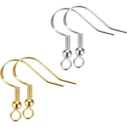 20pcs Stainless Steel Earring Hook Ear Wire Gold Tone Finding Earring Hooks Wire Settings for DIY Jewelry Making