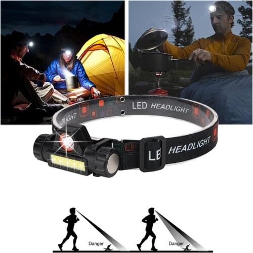 2020 XPE+COB USB Rechargeable Headlight Portable Mini High Power LED Headlamp Built-in Battery Head Torch For Camping Hunting