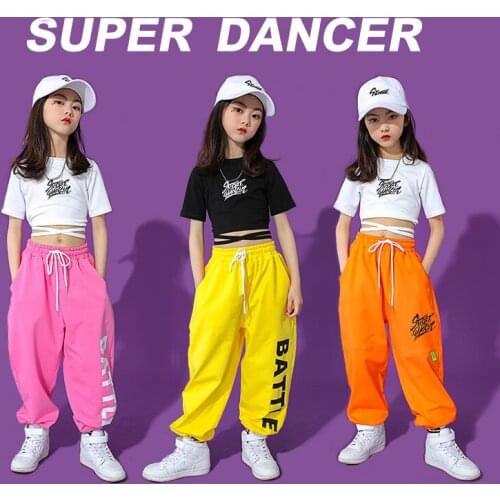 2021 Jazz Dance Costumes For Kids New Style Short Sleeved Loose Pants Hip Hop Modern Dance Clothes Girls Stage Outfits DN8883