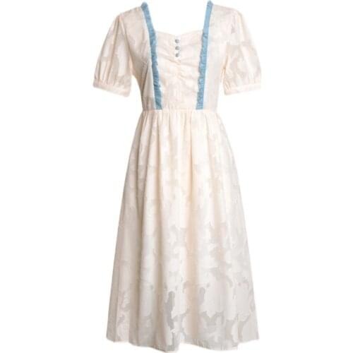 2021 Summer Pastel Retro Luxurious Vestido Festa Splicing Elegant Vacation Korean Plus Size Dress Women Trendy Ukraine