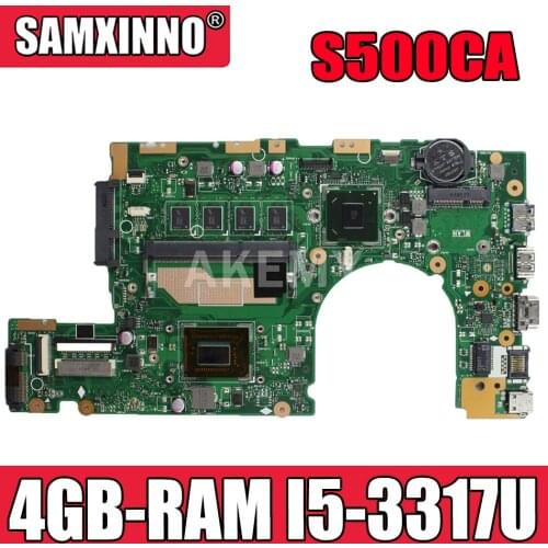 Akmey S400CA Laptop motherboard For Asus VivoBook S500CA S400C S500C original mainboard 4GB-RAM I5-3317U Free board